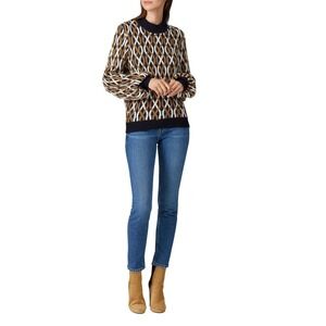 STINE GOYA SZ XL Chunky APACA Geometric Pattern Mock Neck Balloon Sleeve Sweater